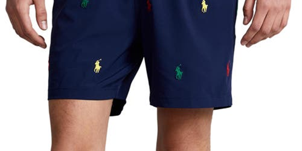 Polo Ralph Lauren Men's Traveler Polo Rider Print Swim Trunks Blue Size Large