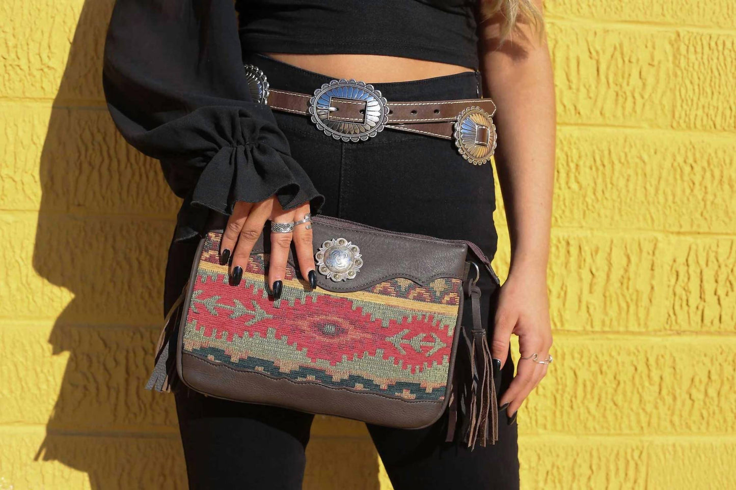 American West - Women's Hand Woven Santa Fe Tapestry Crossbody Bag