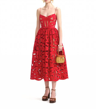 Self-Portrait - Bow Embroidered Midi Dress