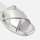 Tory Burch - Women's T Lock Metallic Leather Slide Sandal