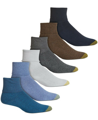 Gold Toe Women's 6 Pk Casual Turncuff Socks Blue Size 9-11