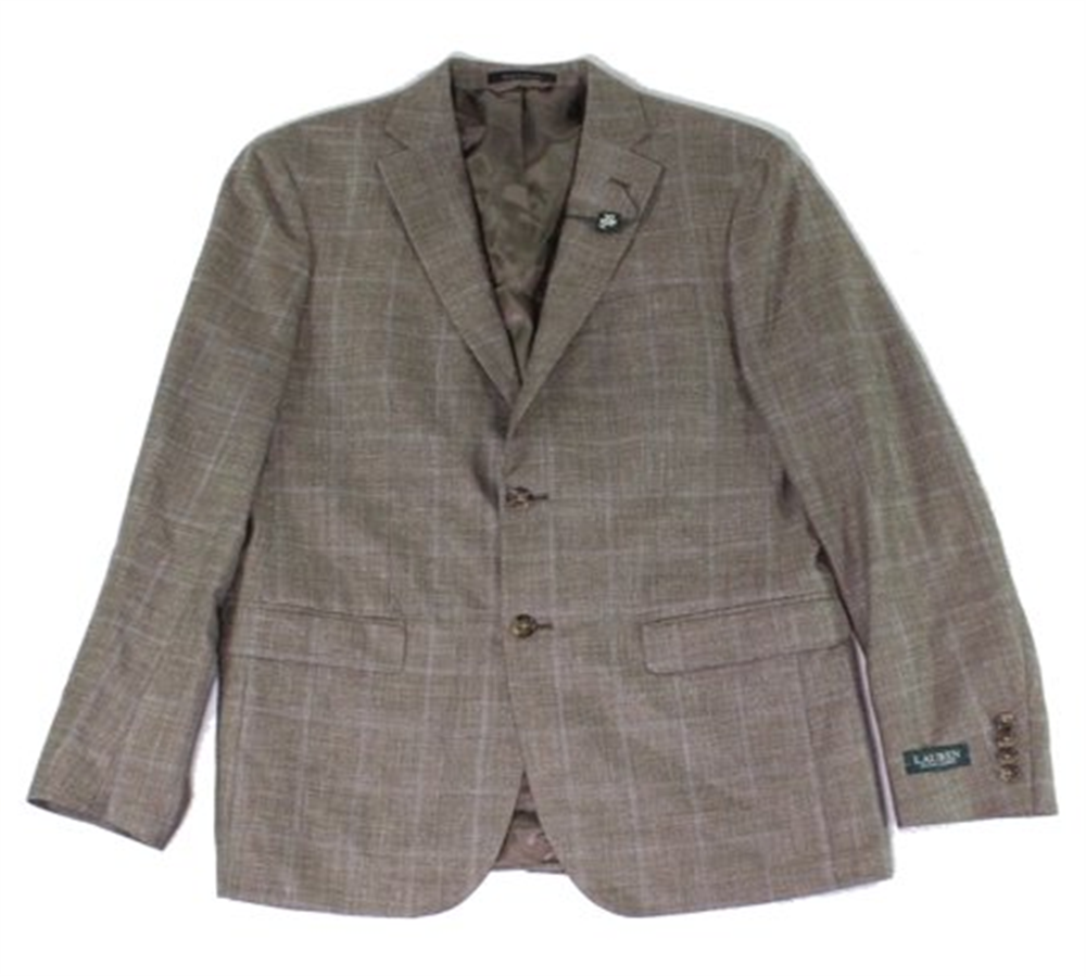 Ralph Lauren Men's Long Plaid Sport Coat Brown Size 38