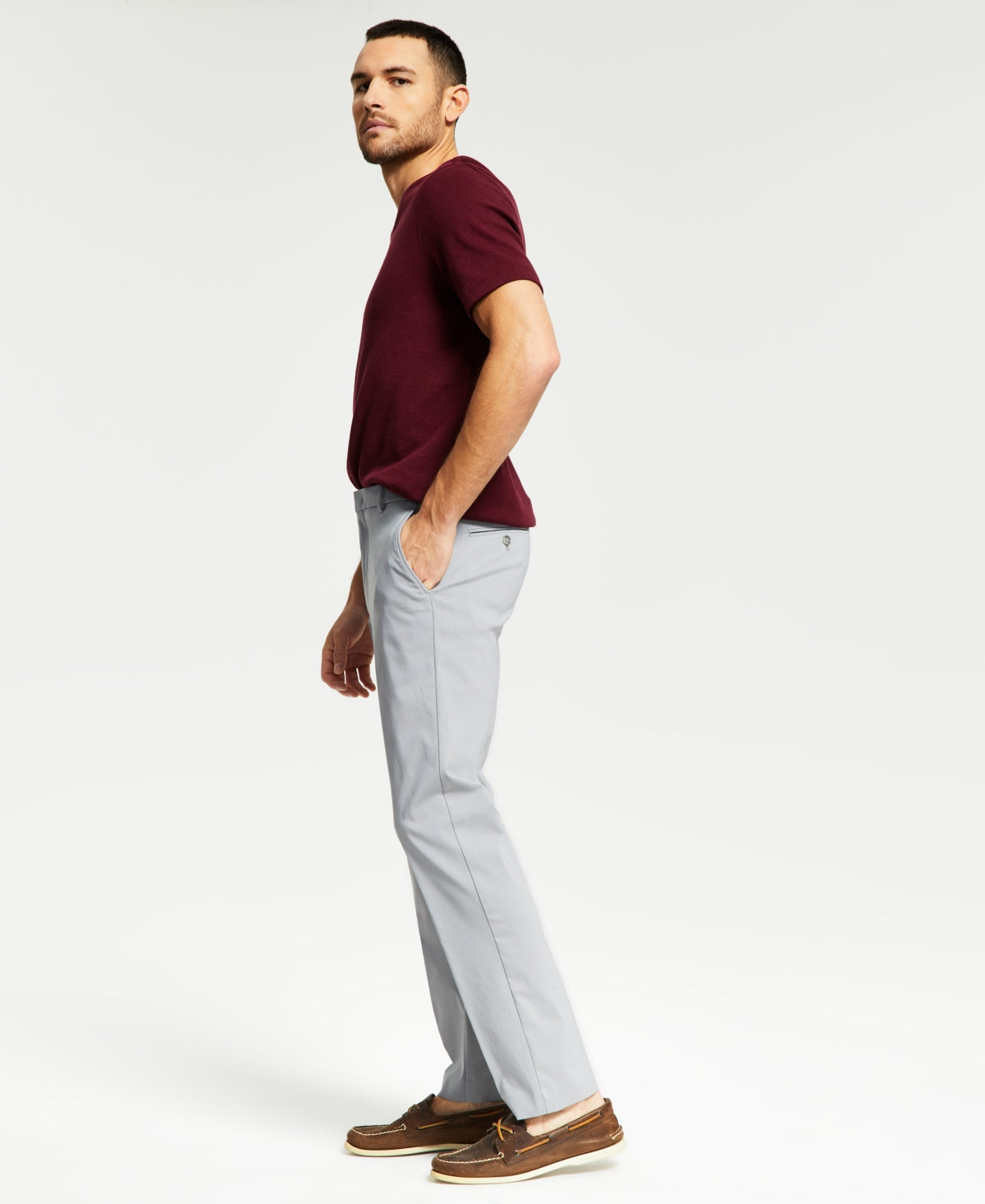 Tommy Hilfiger Men's Modern Fit Th Flex Stretch Comfort Solid Performance Pants Gray Size 40X30