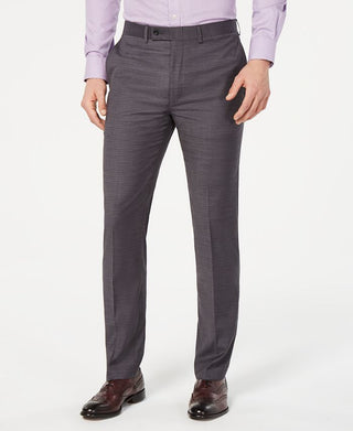 Calvin Klein Men's Slim Fit Performance Stretch Wrinkle Resistant Mini Grid Dress Pants Gray Size 30X30