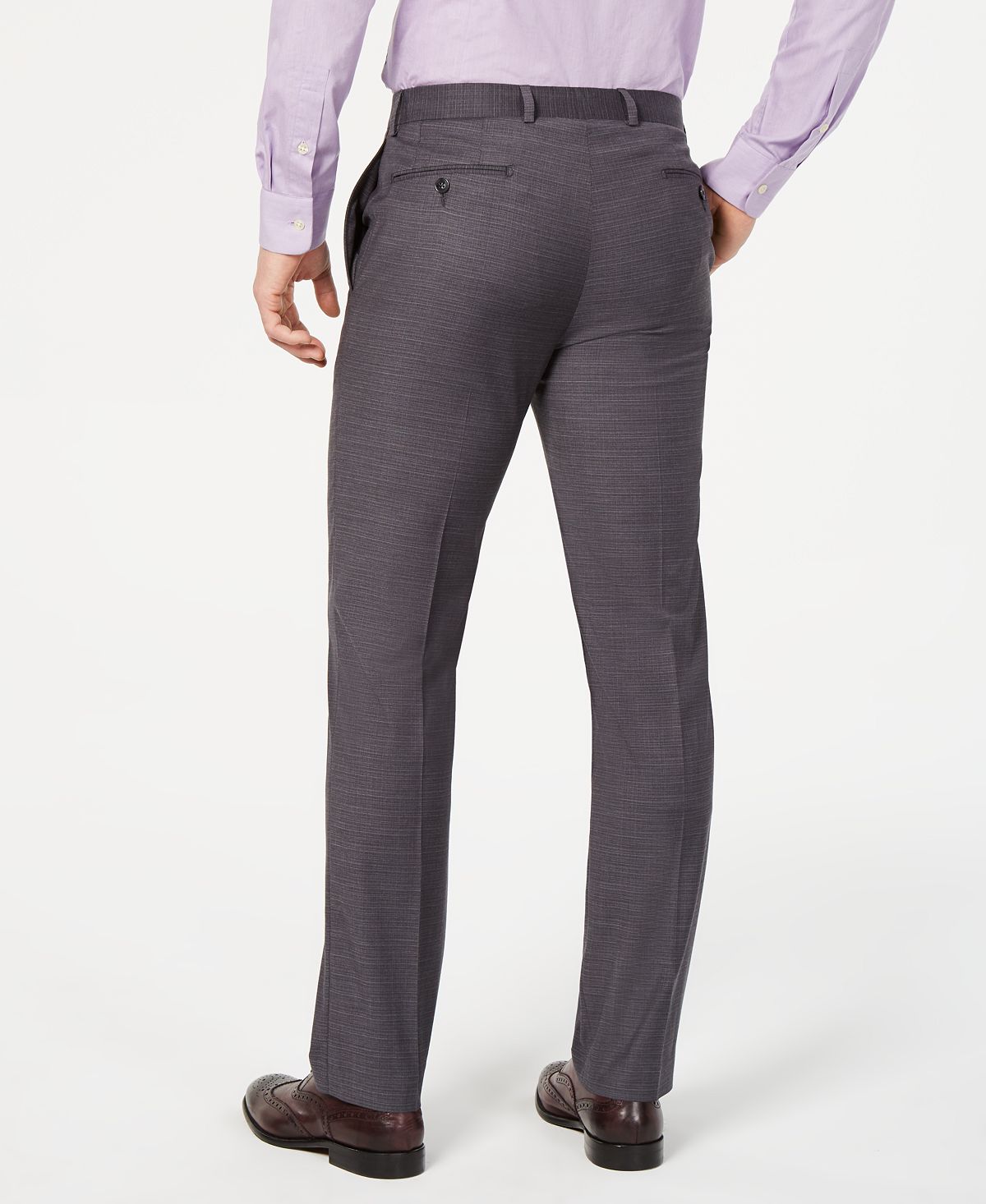 Calvin Klein Men's Slim Fit Performance Stretch Wrinkle Resistant Mini Grid Dress Pants Gray Size 30X30
