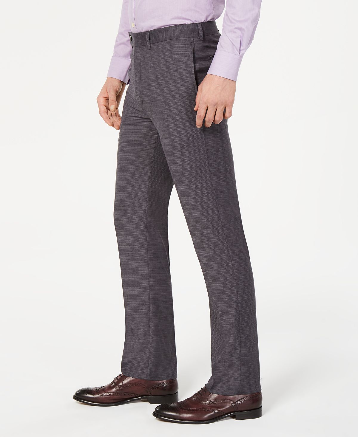 Calvin Klein Men's Slim Fit Performance Stretch Wrinkle Resistant Mini Grid Dress Pants Gray Size 30X30