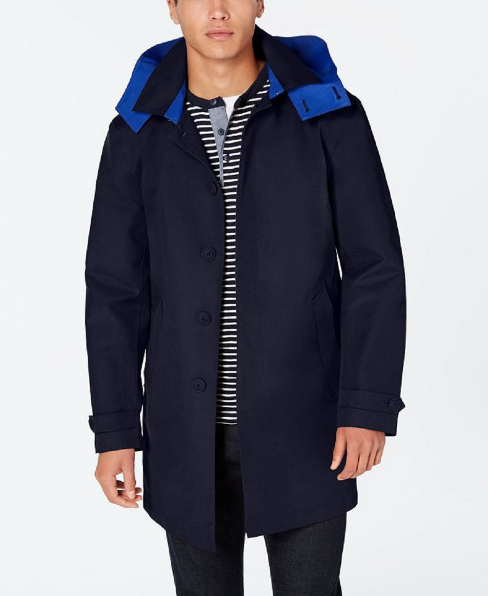 Tommy Hilfiger Men's Wolf Modern Fit Raincoat Hood Blue Size 48