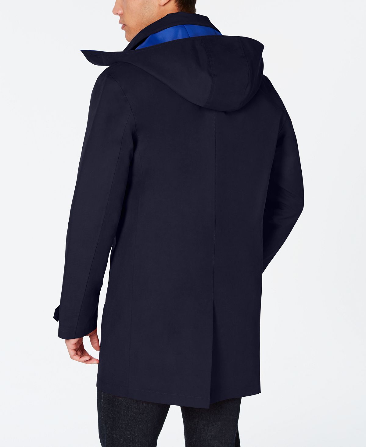 Tommy Hilfiger Men's Wolf Modern Fit Raincoat Hood Blue Size 48