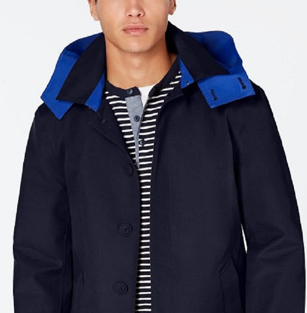 Tommy Hilfiger Men's Wolf Modern Fit Raincoat Hood Blue Size 48