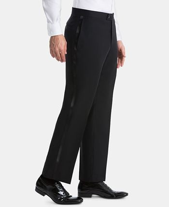 Ralph Lauren Men's Big & Tall Wool Tuxedo Dress Pants Black Size 38X32