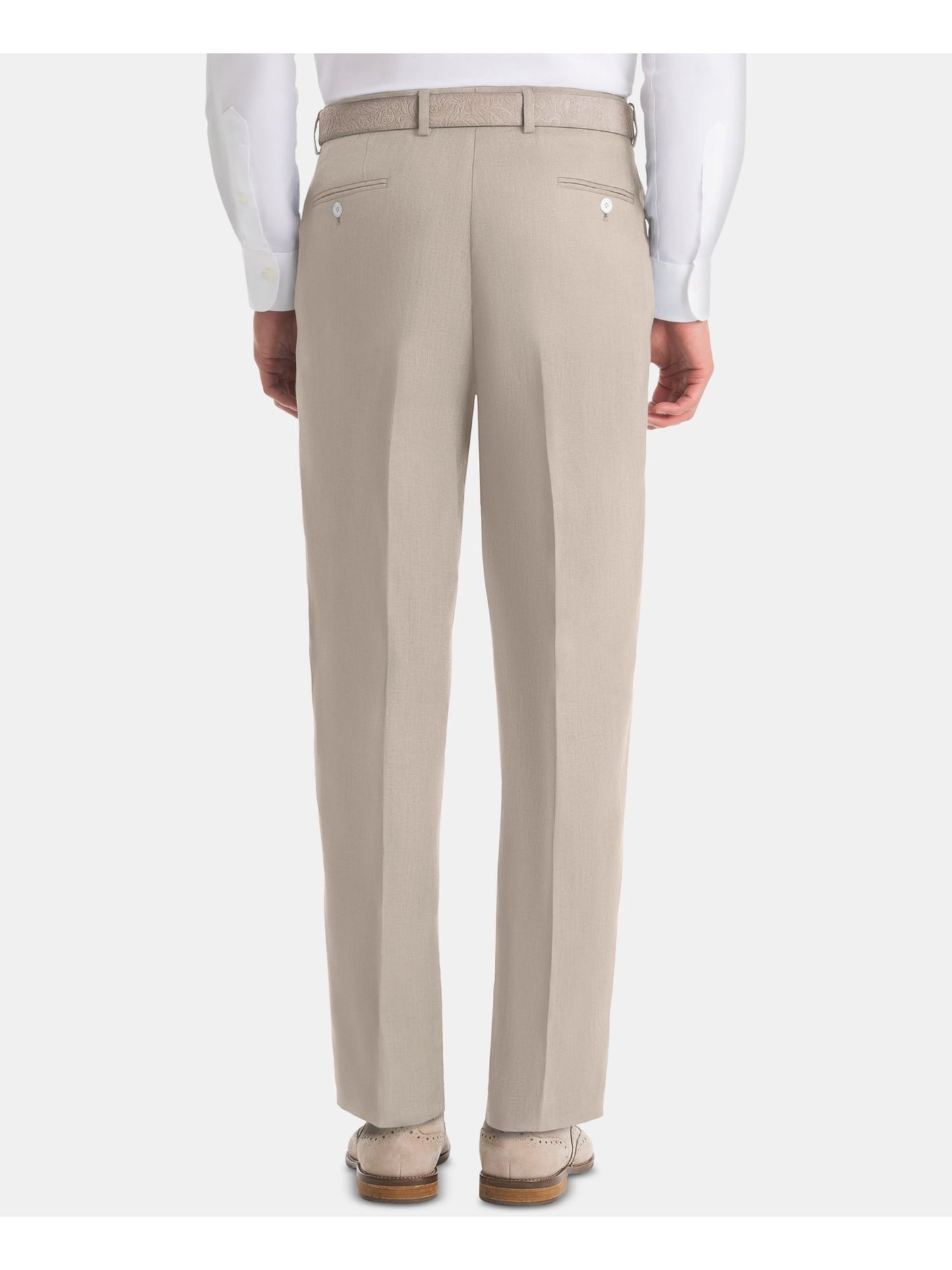 Ralph Lauren Men's Tan Ultraflex Classic Fit Linen Pants Brown Size 34X32