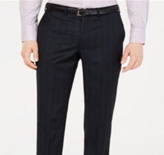 DKNY Men's Modern Fit Pinstripe Pants Blue Size 33X32