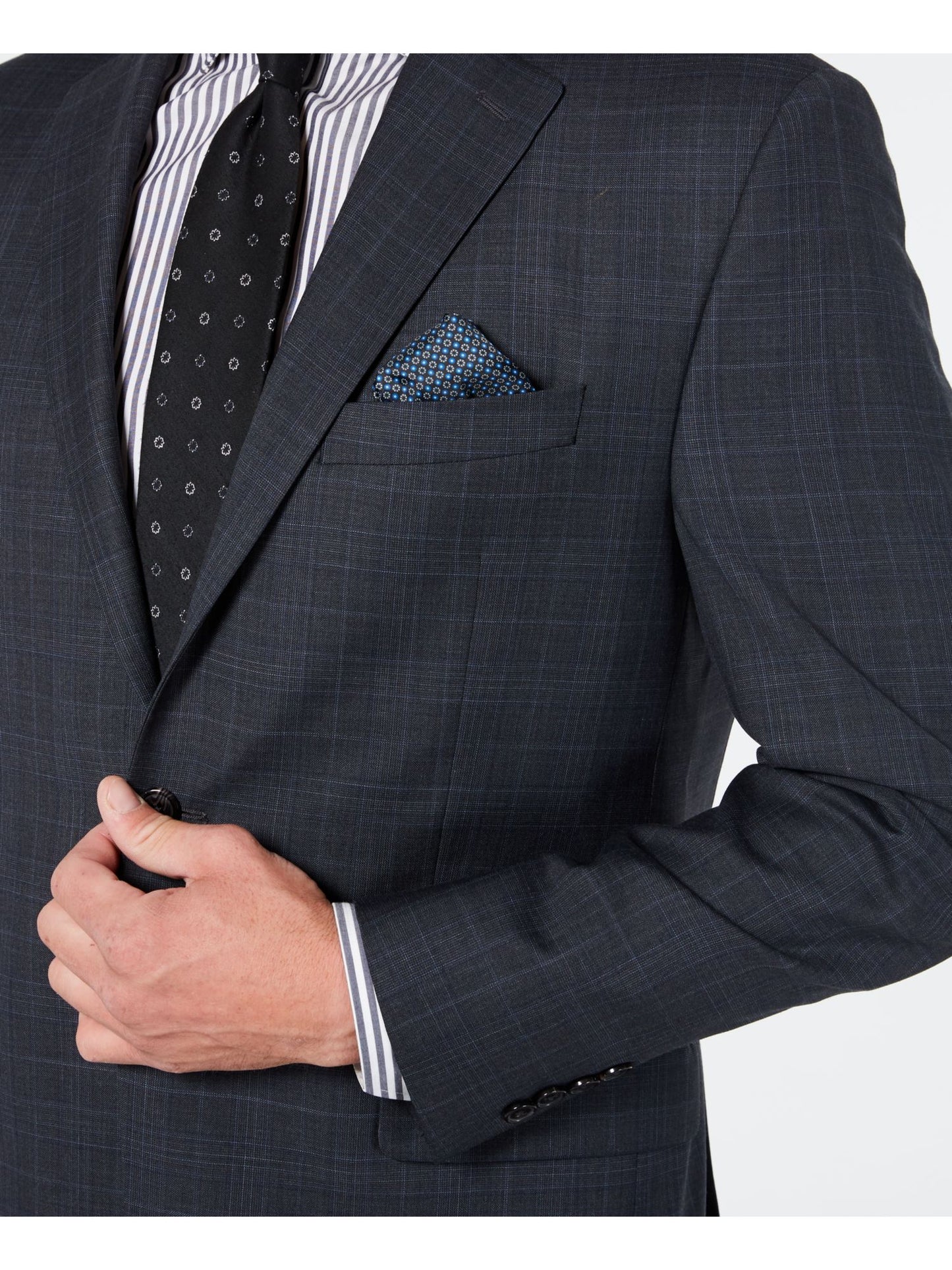 Ralph Lauren Men's Check Button Down Jacket Gray Size 46