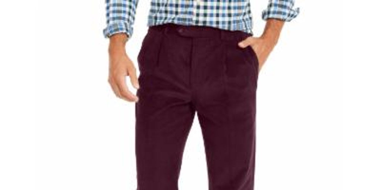 Lauren Ralph Lauren Men's Maroon Straight Leg Classic Fit Pants Wine Size W42/ L32