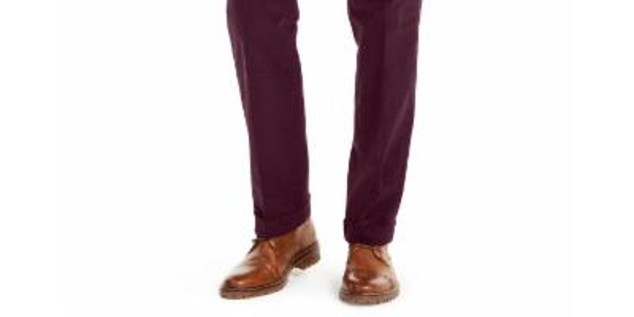 Lauren Ralph Lauren Men's Maroon Straight Leg Classic Fit Pants Wine Size W42/ L32
