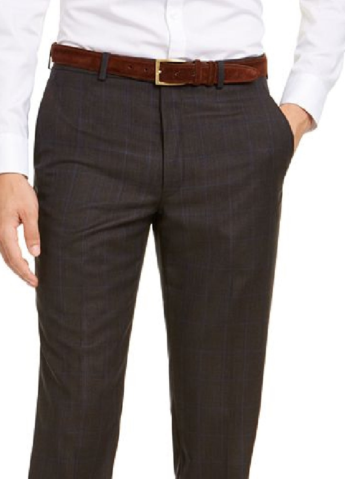 Michael Kors Men's Classic Fit Airsoft Stretch Birdseye Windowpane Suit Pants Brown Size 40X29