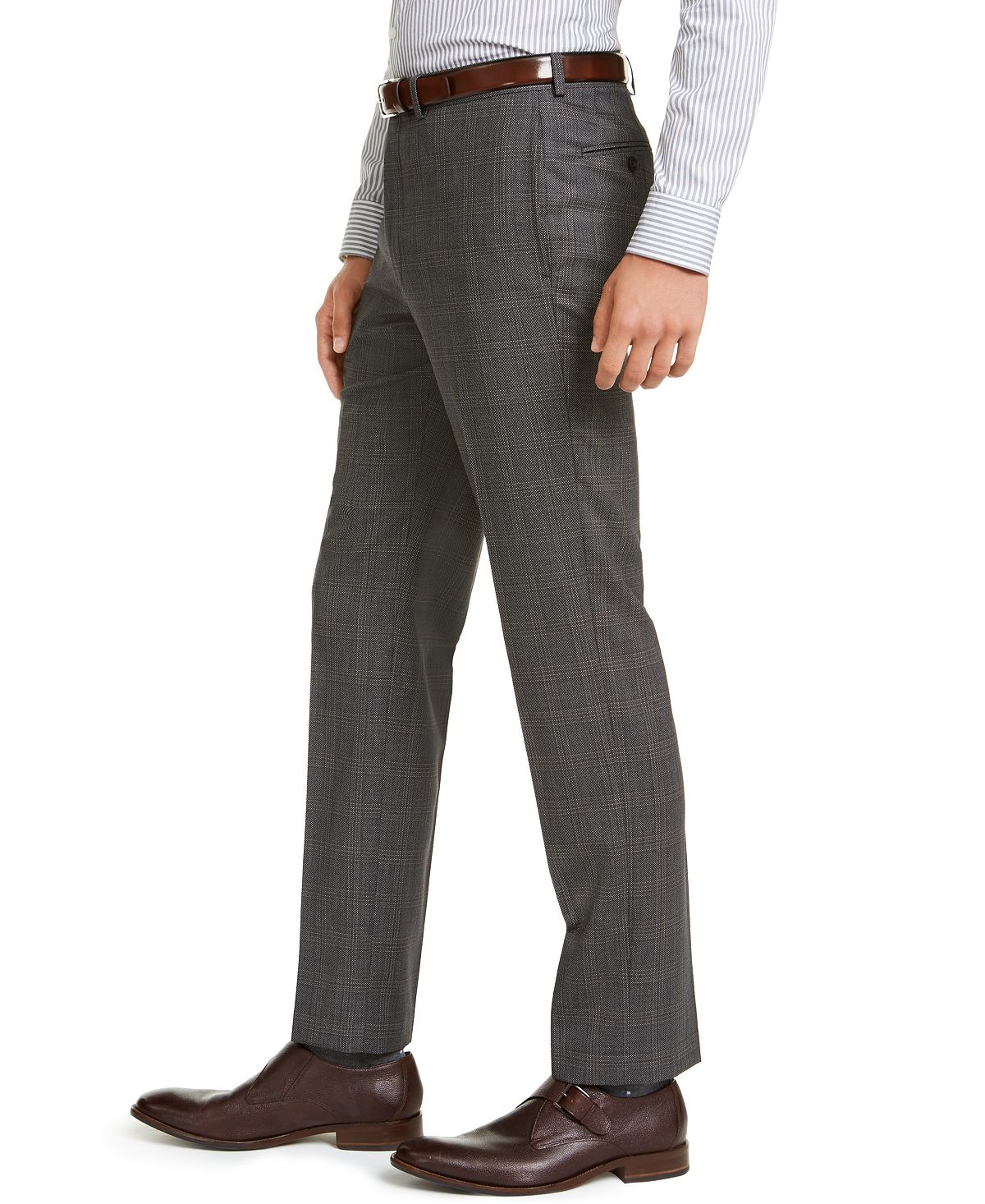 Calvin Klein Men's Slim Fit Stretch Plaid Suit Pants Gray Size 38X31