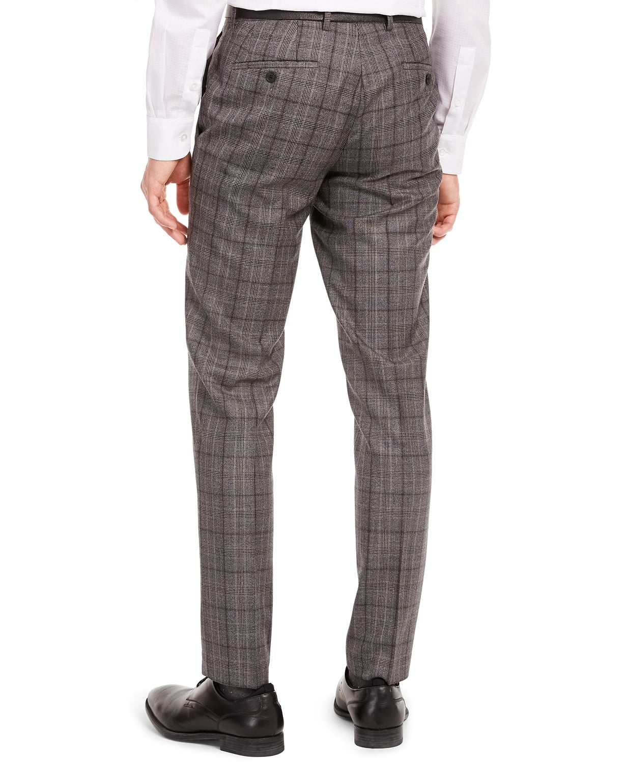 Bar III Men's Wool Plaid Printed Dress Pants Gray Size 32X30