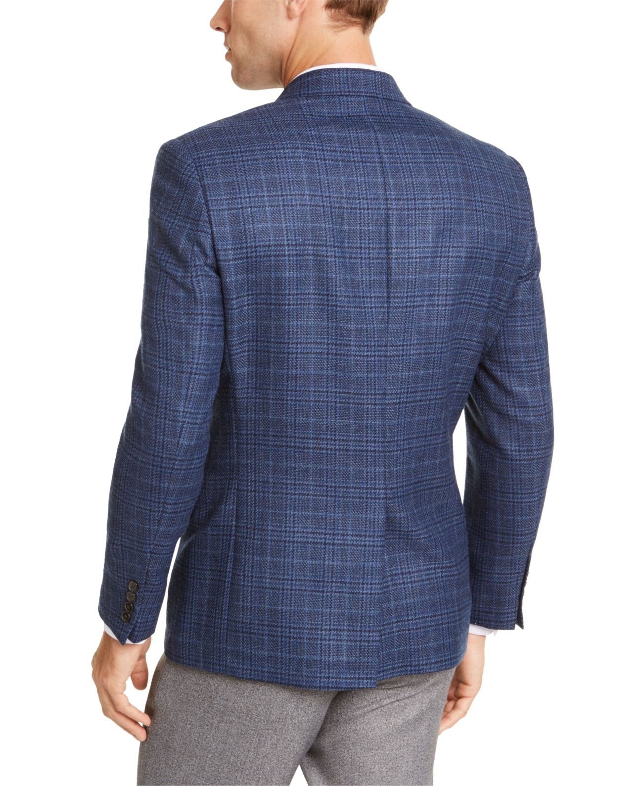 Michael Kors Men's Modern Fit Patterned Blazer Blue Size 44
