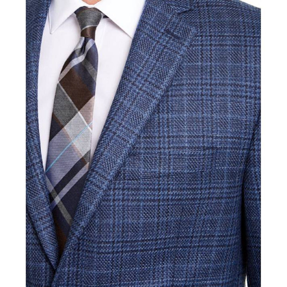 Michael Kors Men's Modern Fit Patterned Blazer Blue Size 44
