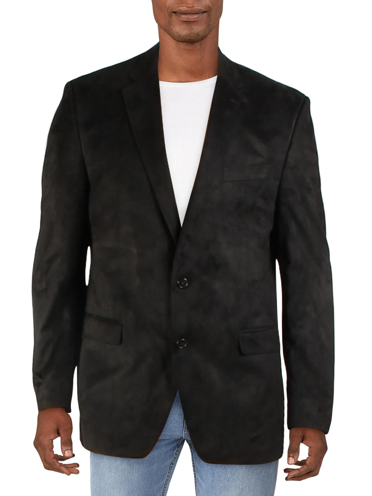 Ralph Lauren Men's Linley Faux Suede Lined Two Button Blazer Black Size 40