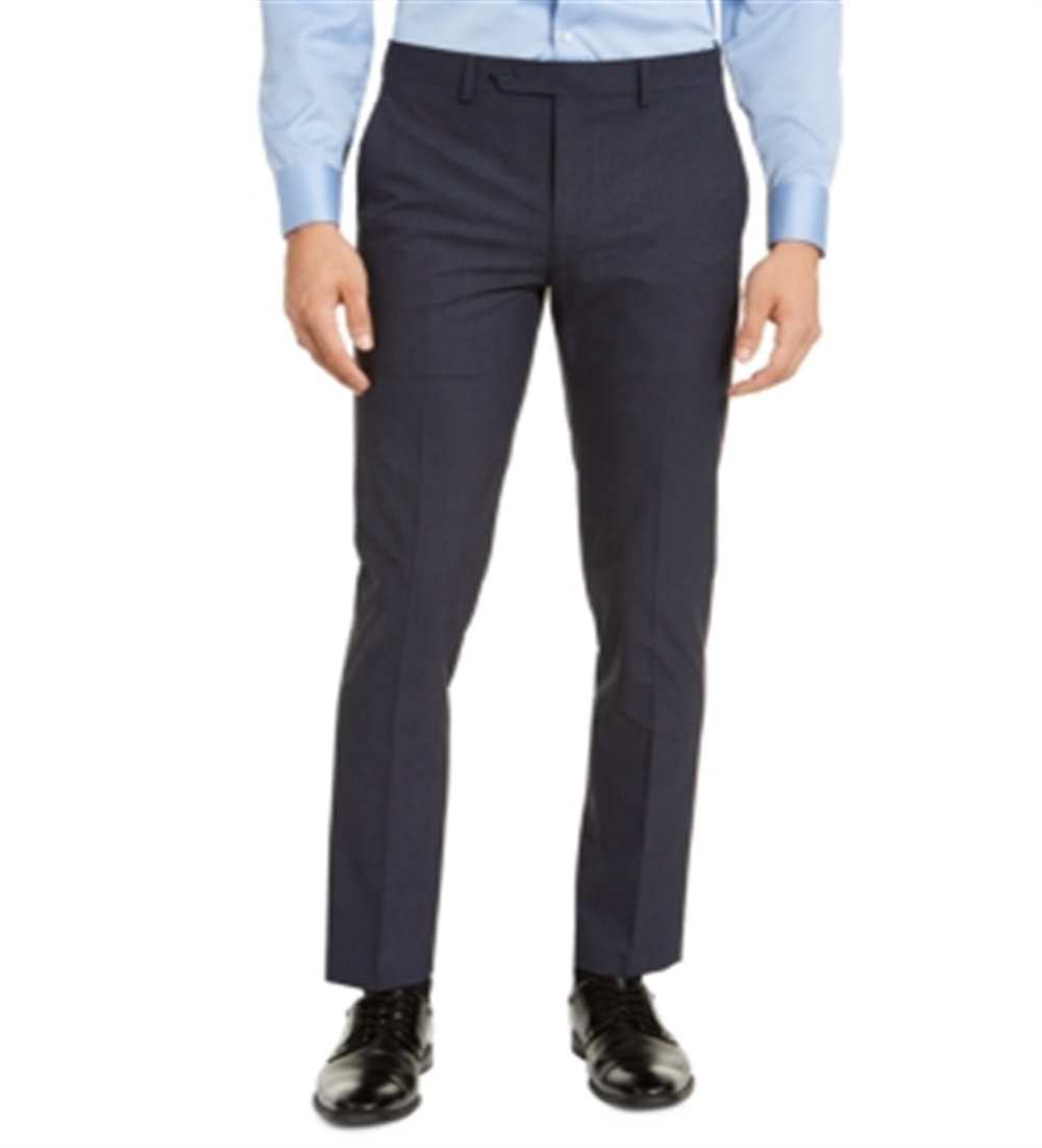 Calvin Klein Men's Skinny Fit Infinite Stretch Check Dress Pants Blue Size 32X32