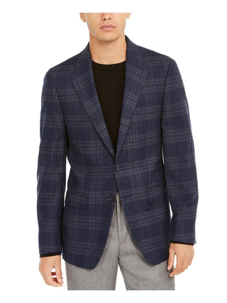 Calvin Klein Men's Slim-Fit Windowpane Plaid Wool Sport Coat Size 38 SHORT