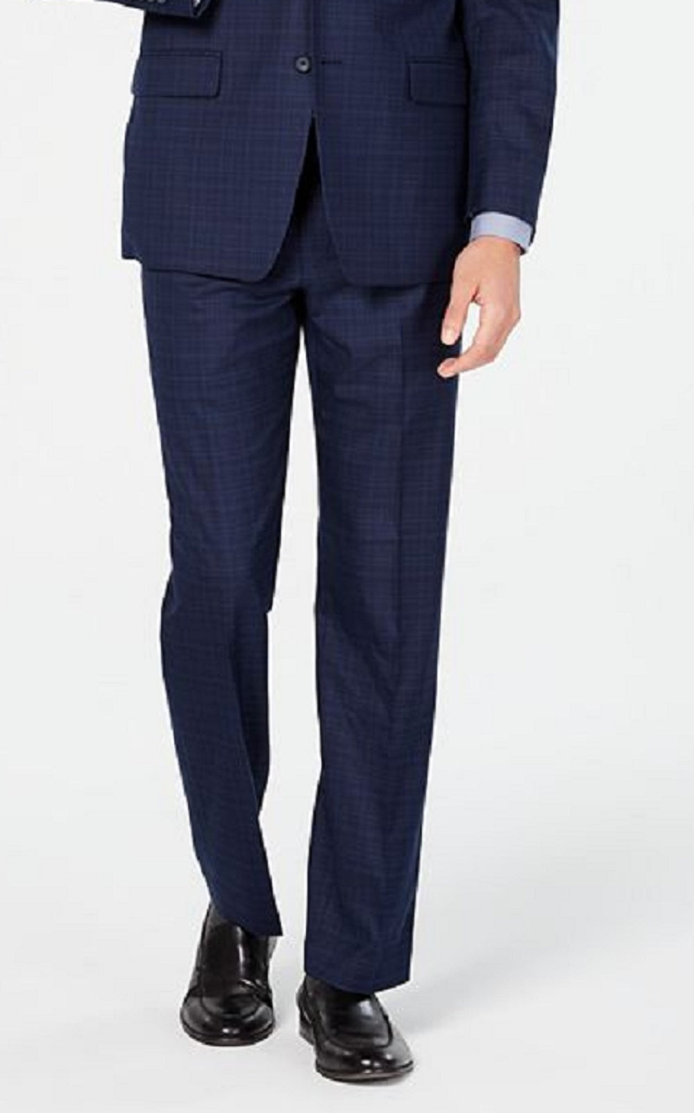 Marc New York Men's Modern Fit Plaid Suit Blue Size 42