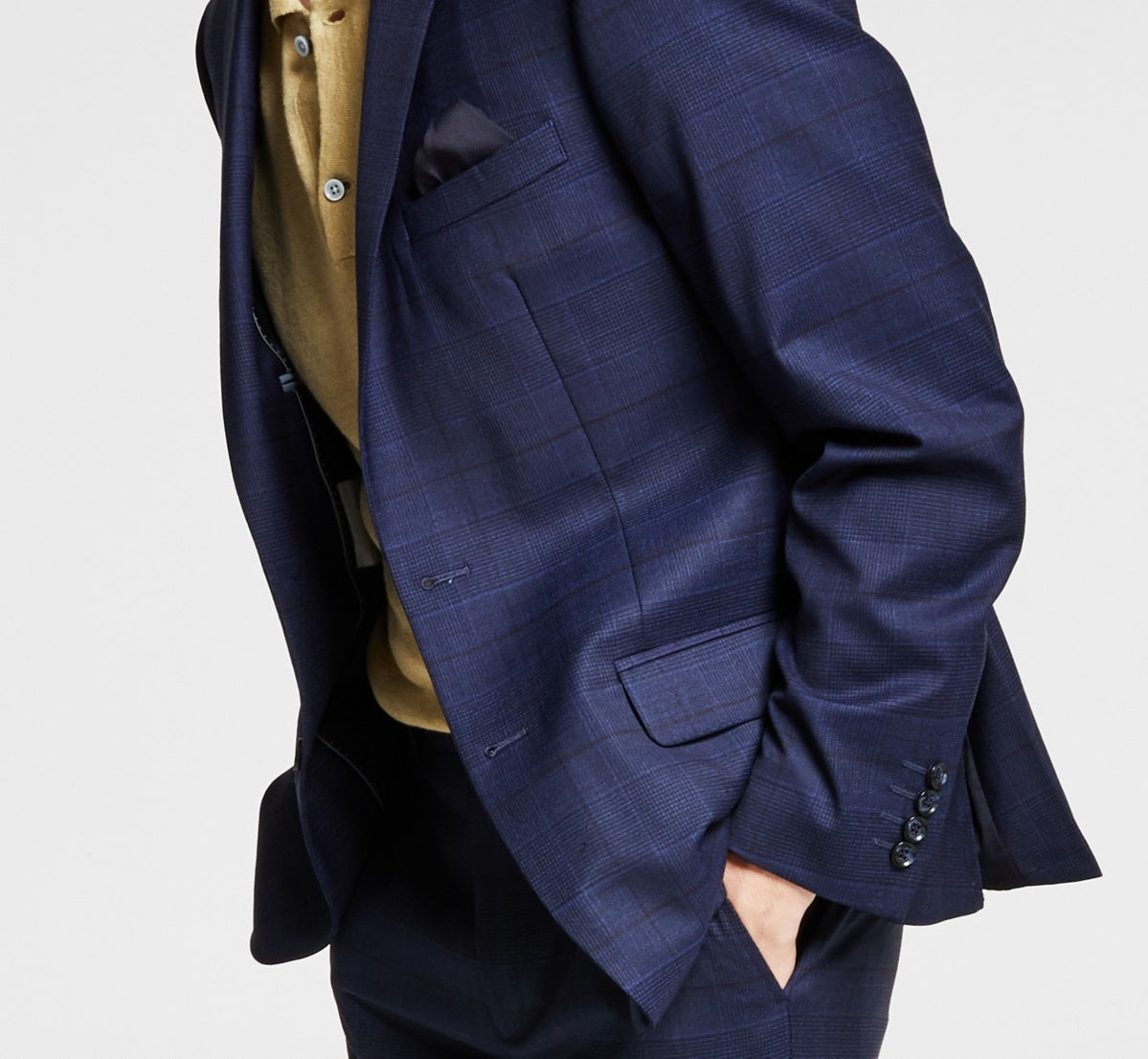 Bar III Men's Skinny Fit Wrinkle Resistant Wool Suit Separate Jacket Blue Size 44