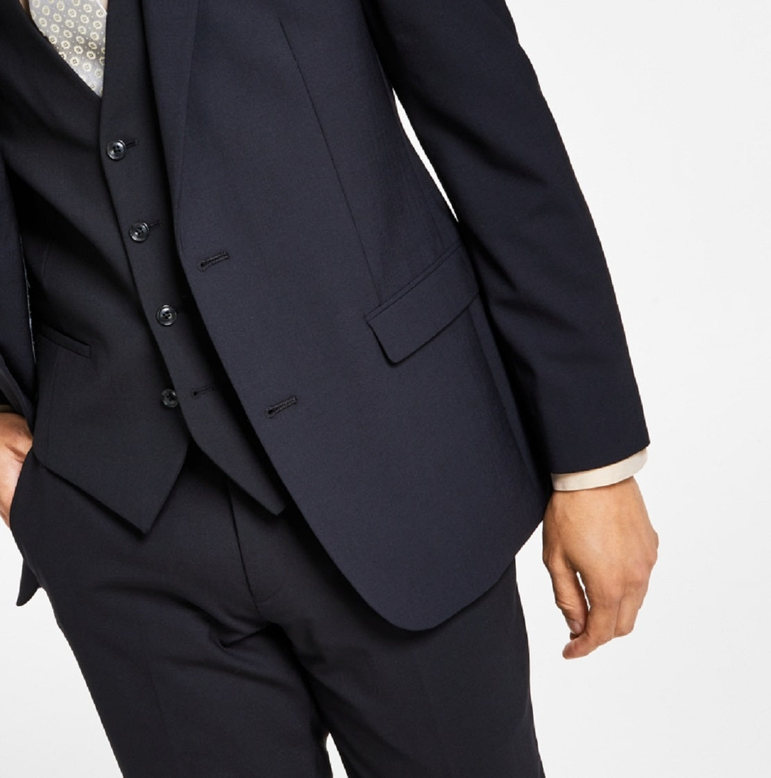 Bar III Men's Slim Fit Wool Suit Jacket Black Size 42