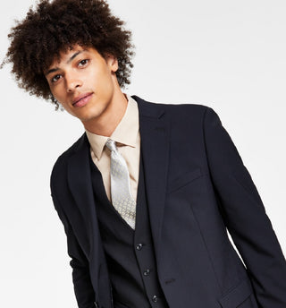 Bar III Men's Slim Fit Wool Suit Jacket Black Size 42