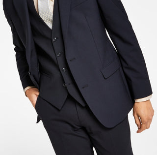 Bar III Men's Slim Fit Wool Suit Jacket Black Size 42