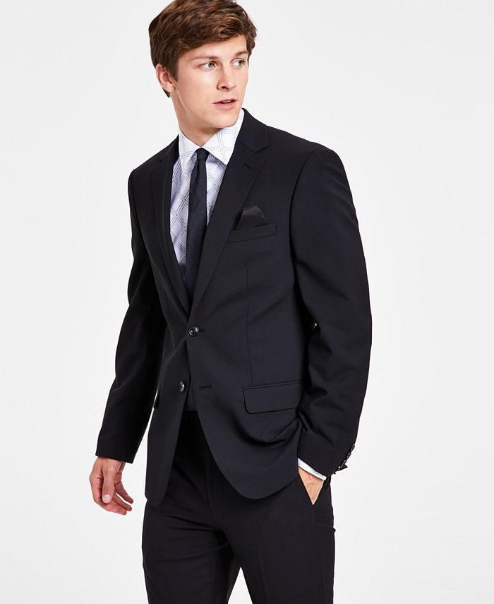 Bar III Men's Skinny Fit Wrinkle Resistant Wool Suit Separate Jacket Black Size 44