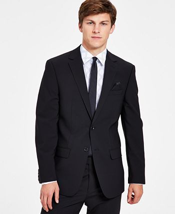 Bar III Men's Skinny Fit Wrinkle Resistant Wool Suit Separate Jacket Black Size 44
