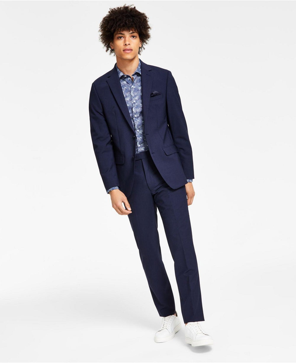 Bar III Men's Skinny Fit Wrinkle Resistant Wool Suit Separate Jacket Blue Size 36