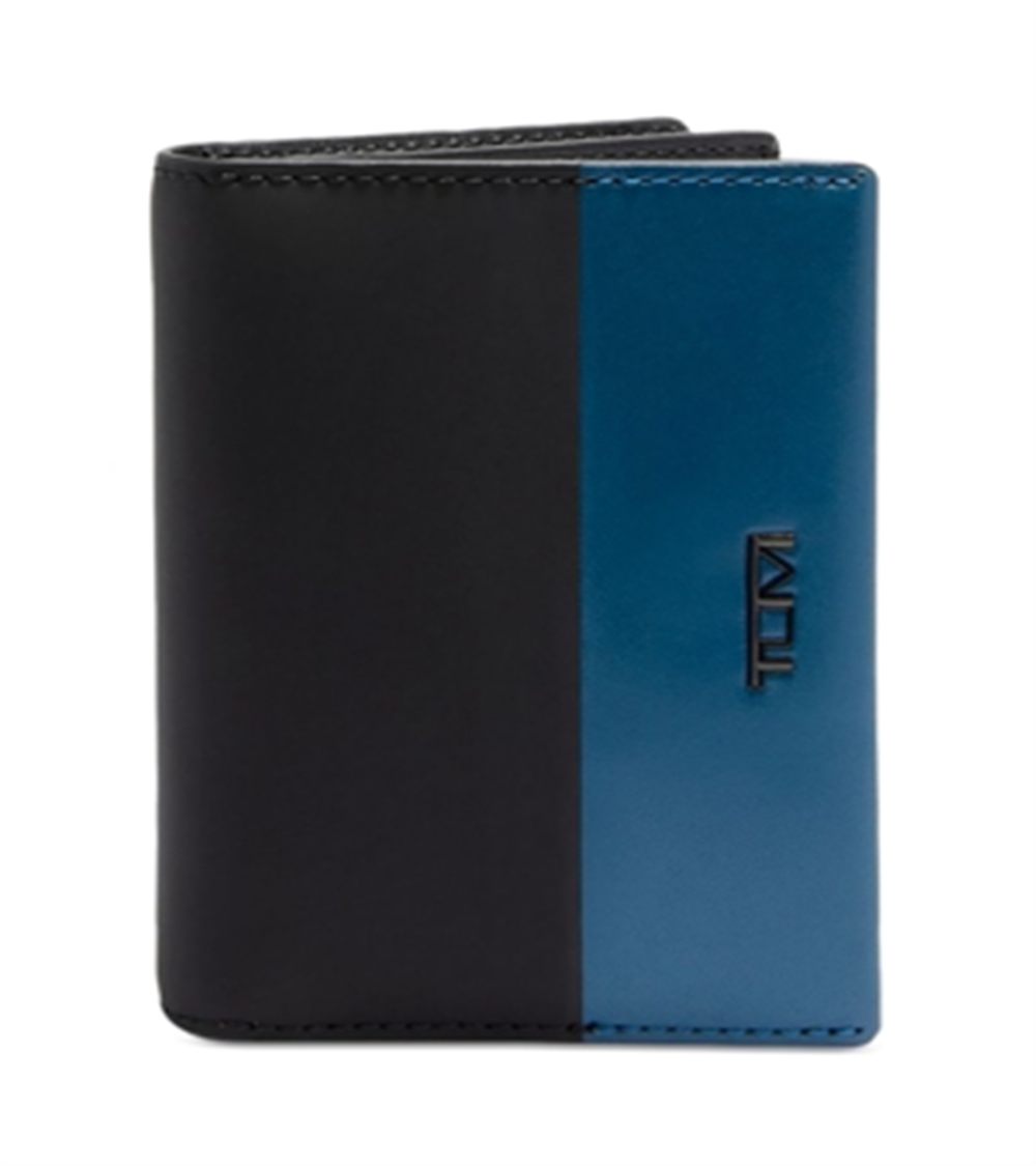 Tumi Men's Nassau Leather Color Blocked Gusseted Card Case Blue Size Regular