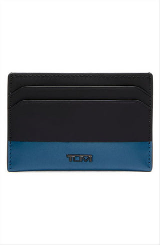Tumi Men's Slim Two Tone Leather Card Case Blue Size Regular