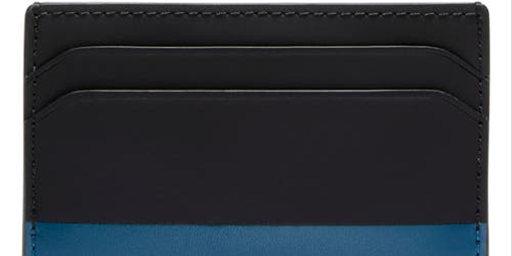 Tumi Men's Slim Two Tone Leather Card Case Blue Size Regular