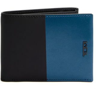 Tumi Men's RFID Leather Double Billfold Bag Blue Size Regular