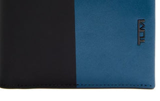 Tumi Men's RFID Leather Double Billfold Bag Blue Size Regular