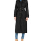 London Fog Women's Hooded Water-Repellent Trench Coat Black Size XL