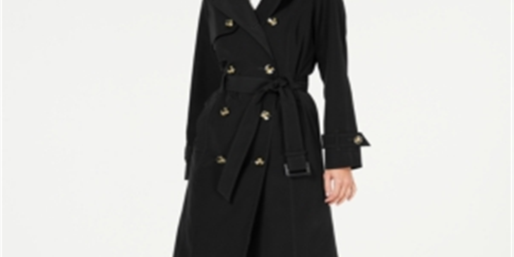 London Fog Women's Belted Double Breasted Water Resistant Trench Coat Black Size Small