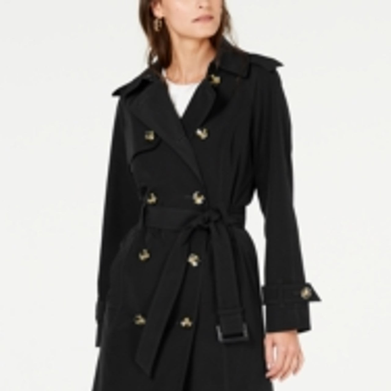 London Fog Women's Belted Double Breasted Water Resistant Trench Coat Black Size XX-Large