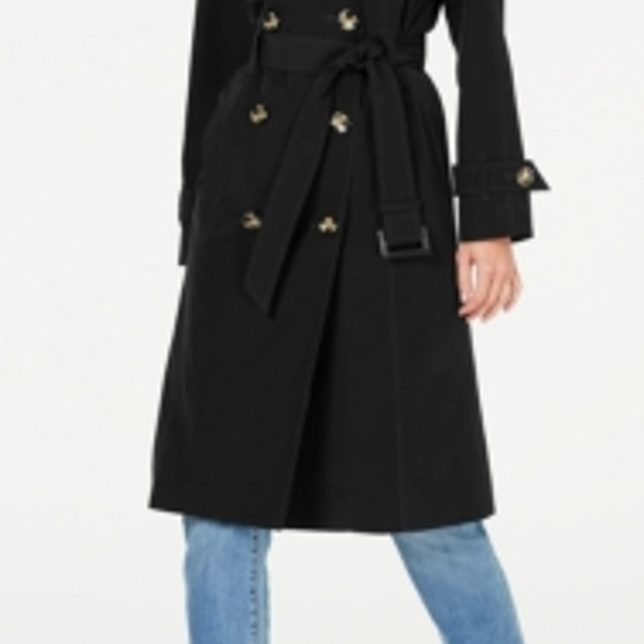 London Fog Women's Belted Double Breasted Water Resistant Trench Coat Black Size XX-Large