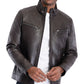 Michael Kors Men's Perforated Faux Leather Moto Jacket Brown Size Small
