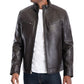 Michael Kors Men's Perforated Faux Leather Moto Jacket Brown Size Small