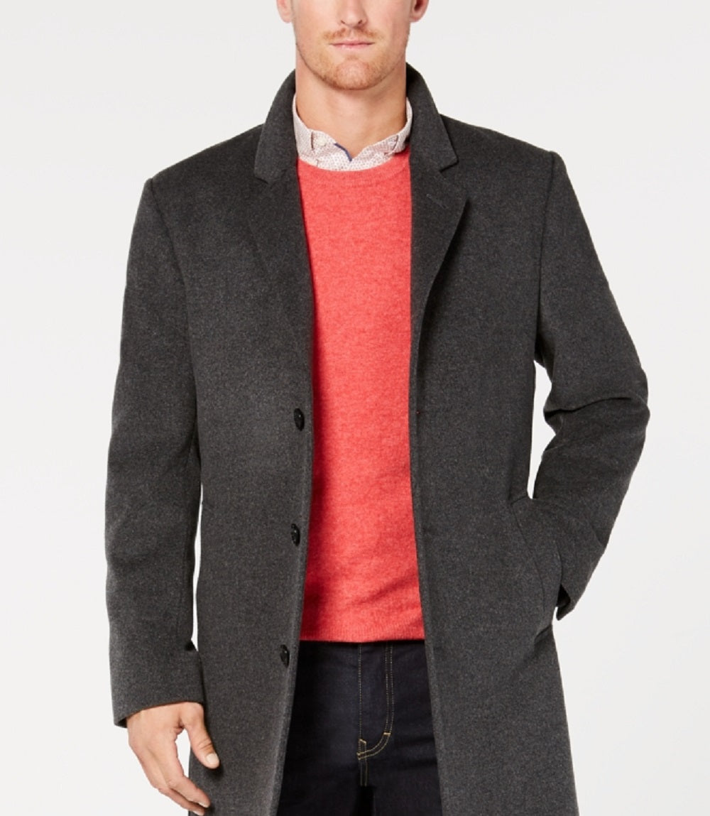Michael Kors Men's Madison Wool Blend Modern Fit Overcoat Gray Size 42