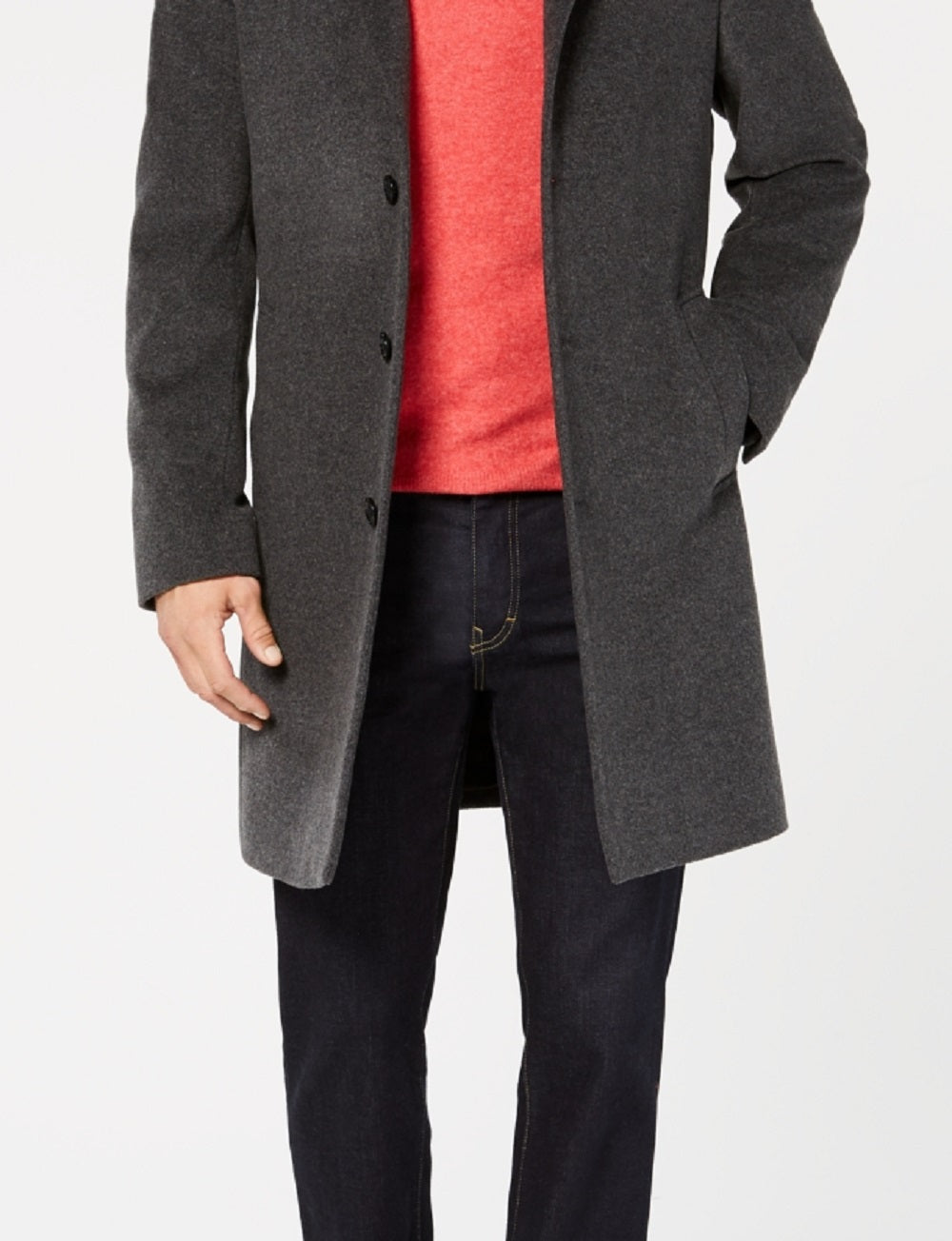 Michael Kors Men's Madison Wool Blend Modern Fit Overcoat Gray Size 42