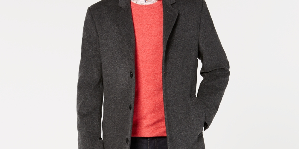 Michael Kors Men's Madison Wool Blend Modern Fit Overcoat Gray Size 40