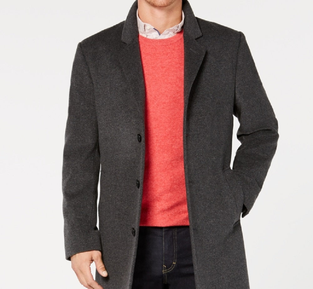 Michael Kors Men's Madison Wool Blend Modern Fit Overcoat Gray Size 42